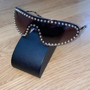 Prada | Accessories | Prada Sunglasses Shield Gold Studs  display picture 3